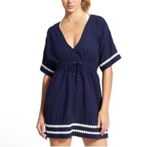 Sz S Athleta Blue & White Coast to Coast Beach Coverup